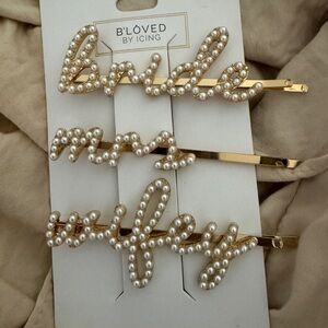 Bridal Gold and Pearl Hair Clips Set nwt